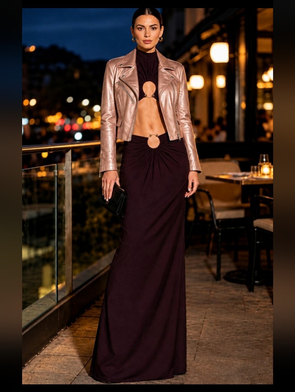 Forever 21 Dusty Pink Metallic Faux Leather Moto Jacket